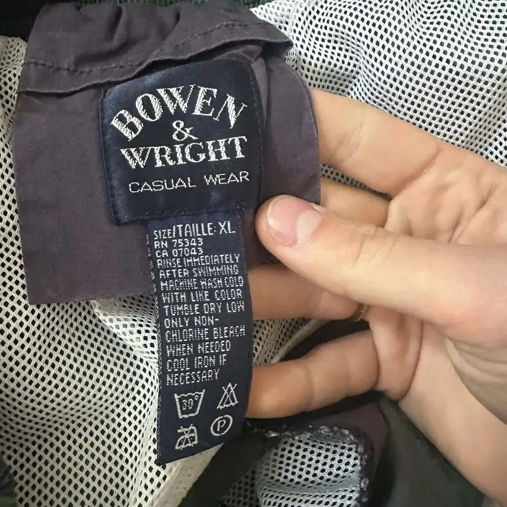 Vintage 90s Bowen & Wright Casual Wear Men's XL Colorblock Plaid Swim Trunks